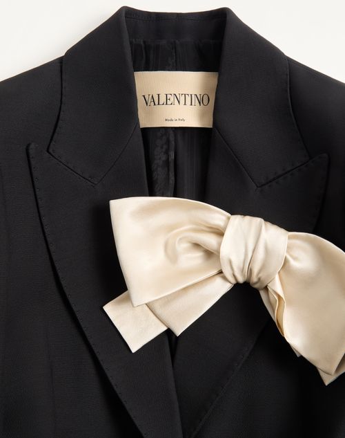 Valentino - Crepe Couture Jacke Mit Schleife - Schwarz/elfenbein - Frau - Jacken Und Mäntel