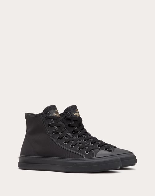 Valentino Garavani - Totaloop Nylon And Leather High-top Sneaker - Black - Man - Man Shoes Sale