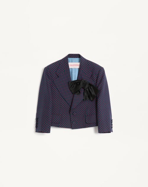 Valentino - Shantung Jacket With Plusdepois Print With Bow - Navy/ Red - Woman - Jackets And Blazers