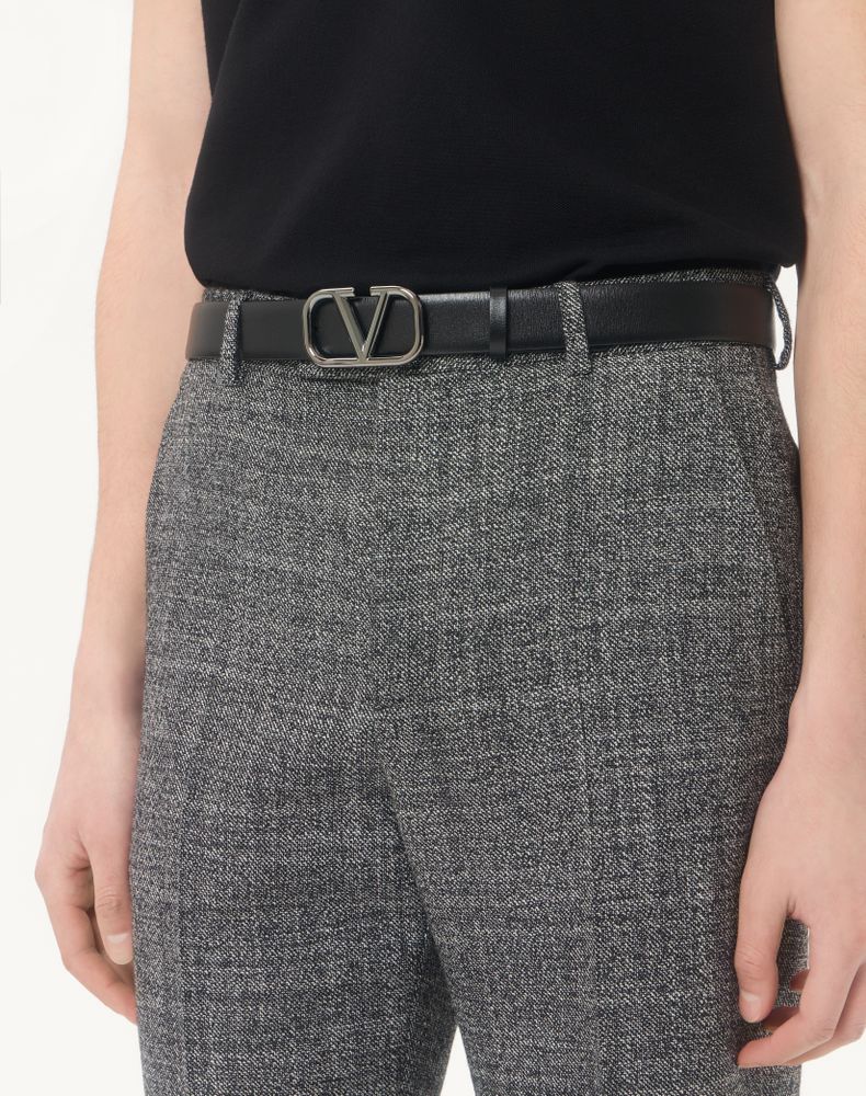 Valentino Garavani Vlogo Signature Calfskin Belt 30 Mm Man Black 085
