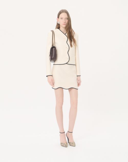 Valentino - Mini Skirt In Crepe Couture - Vanilla/black - Woman - Skirts