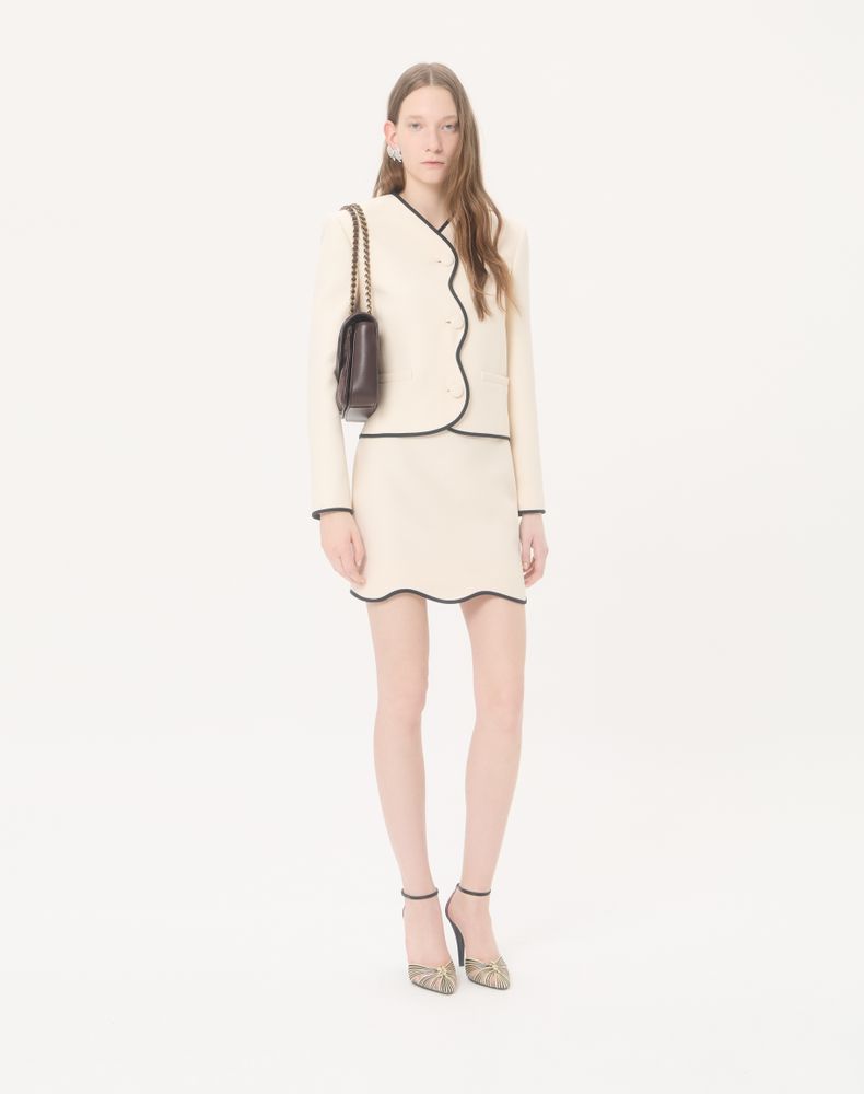 Valentino Mini Skirt In Crepe Couture Woman Vanilla/Black 44