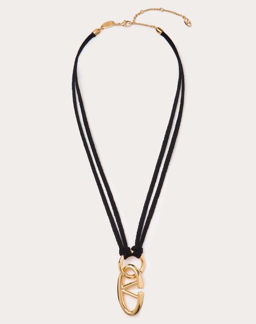 Valentino Garavani - The Bold Edition Vlogo Rope And Metal Necklace - Black - Woman - Jewels - Accessories