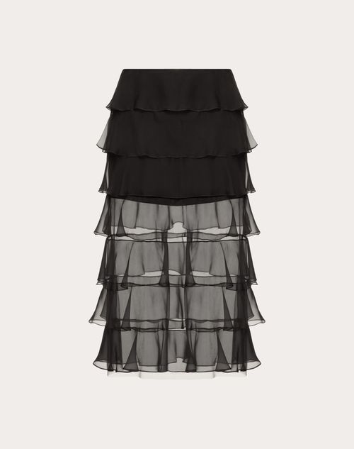 Valentino - Falda De Chiffon - Negro - Mujer - Faldas