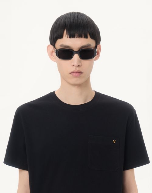 Valentino - Valentino Cotton T-shirt With Vgold - Black - Man - Tshirts And Sweatshirts