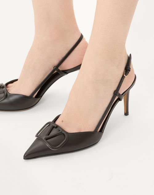 Valentino Garavani - Vlogo Signature Calfskin Slingback Pump 80 Mm / 3.15 In. - Black - Woman - Pumps