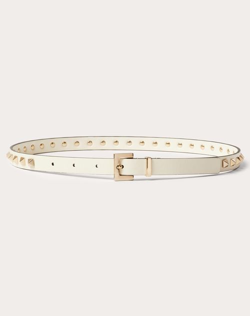 Valentino Garavani - Rockstud Belt In Shiny Calfskin 15 Mm - Ivory - Woman - Woman Bags & Accessories Sale