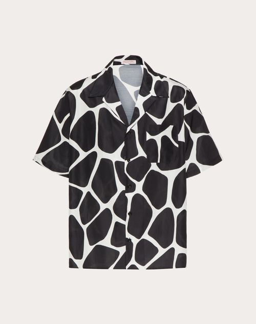 Valentino - Giraffa Re-edition Print Silk And Cotton Shirt - Black/ivory - Man - Men Valentino Escape 2022 Collection