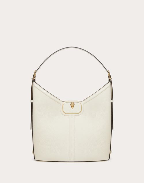 Valentino Garavani - Vlogo Leather Hobo Bag In Grainy Calfskin - Ivory - Woman - Leather Vlogo