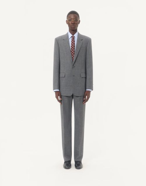 Valentino - Valentino Mouliné Wool Trousers - Black/gray - Man - Pants And Shorts