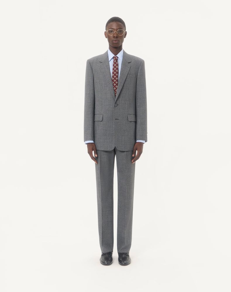 Valentino Mouliné Wool Trousers Man Black/Grey 44