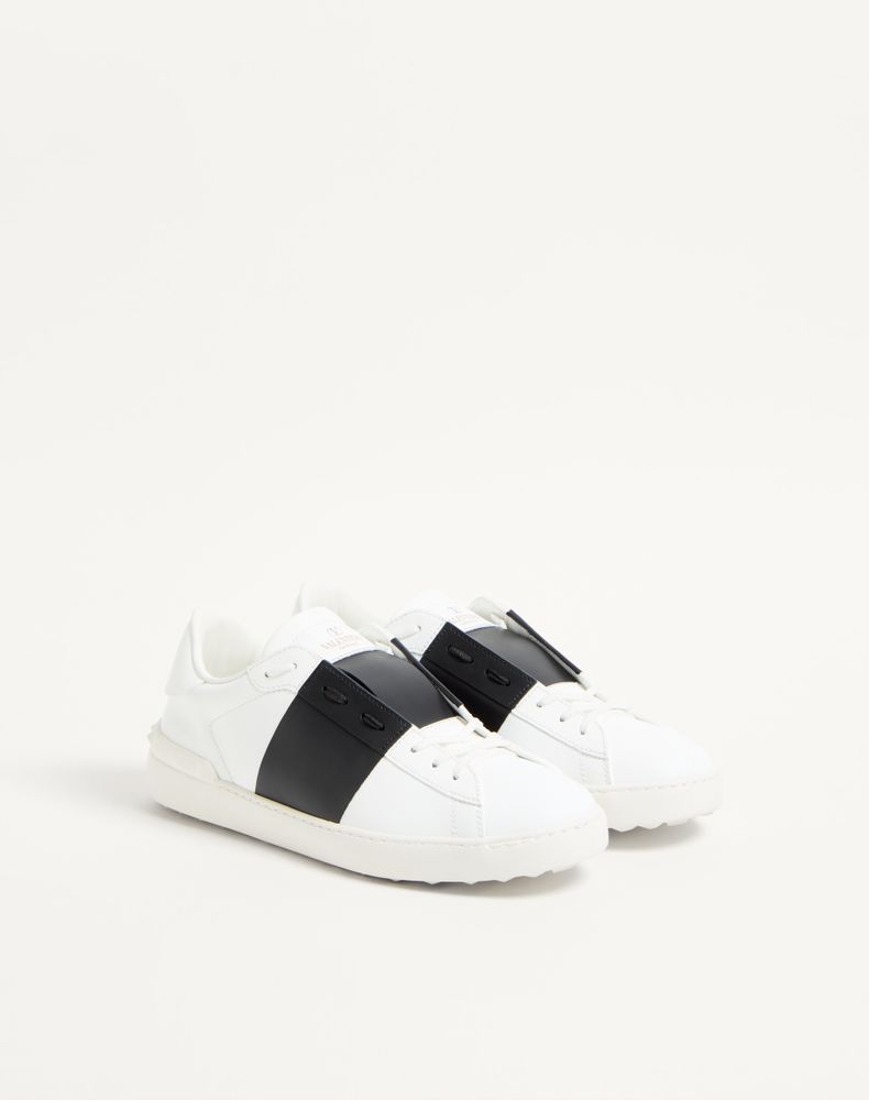 Valentino Garavani Calfskin Open Sneaker Man White/ Black 45.5