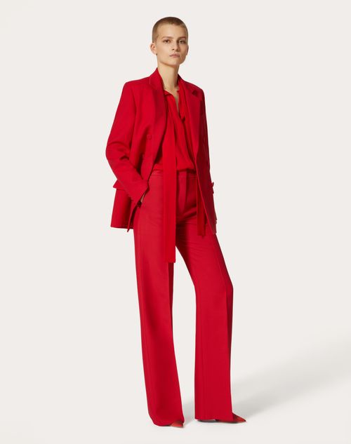 Valentino - Georgette Blouse - Red - Woman - Shirts & Tops