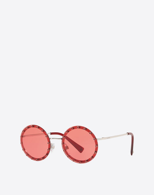 Valentino - Crystal Studded Round Frame Metal Sunglasses - Red - Woman - Woman Bags & Accessories Sale