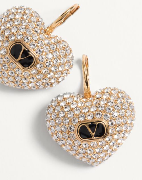 Valentino Garavani - Coeur Royal Metal, Enamel And Swarovski® Crystal Earrings - Gold/black/crystal - Woman - Jewellery