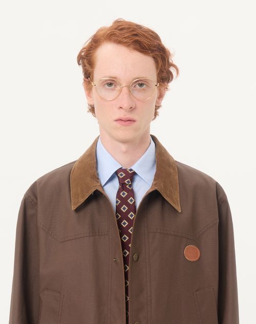 Valentino - Valentino Waxed Cotton Coat With Vlogo Patch - Brown/camel - Man - Outerwear