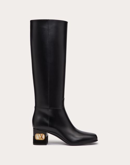 Valentino Garavani - Valentino Garavani Heritage Calfskin Boot 60mm - Black - Woman - Boots&booties - Shoes