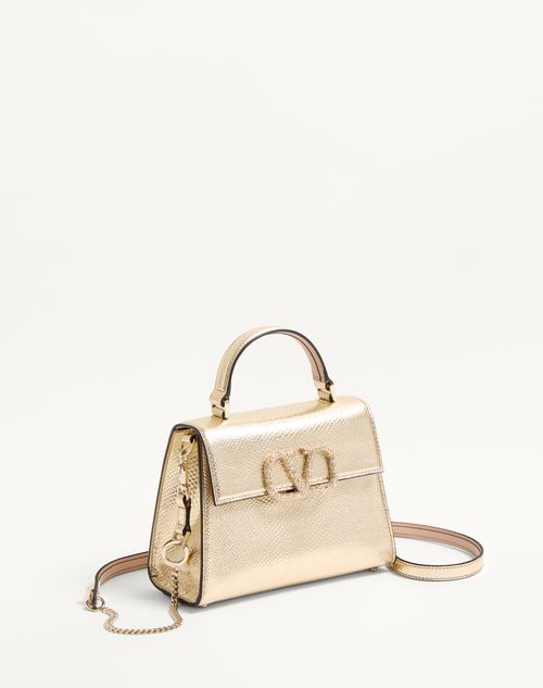 Valentino Garavani - Borsa A Mano Piccola Valentino Garavani Vsling In Karung Metallizzato - Platino/beige/crystal Gold - Donna - Valentino Garavani Vsling