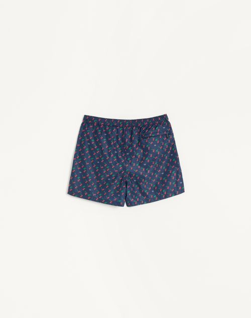 Valentino - Nylon Swimsuit With Cherryfic Print - Blue - Man - Apparel
