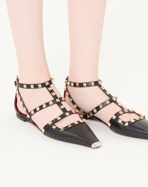 Valentino Garavani - Rockstud Kidskin Ballerinas - Black - Woman - Ballerinas