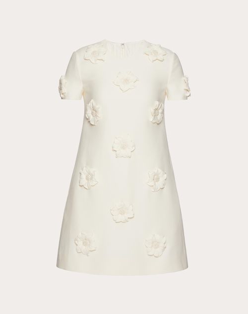 Valentino - Crepe Couture Short Dress With Floral Embroidery - Ivory - Woman - Woman Ready To Wear Sale