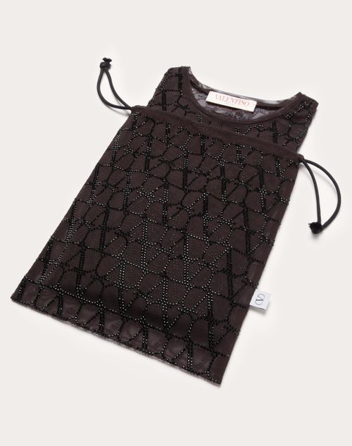 Toile Iconographe Jersey Tulle Embroidered Rhinestone Top For Woman In Ebony Black Valentino In