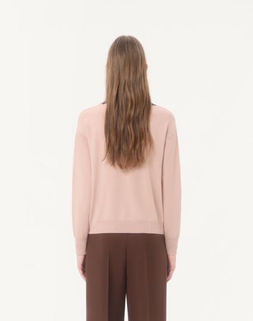 Valentino - Cashmere Jumper With Lace - Poudre - Woman - Knitwear