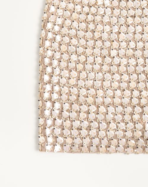 Valentino - Mini Skirt In Embroidered Organza - Silver - Woman - Skirts