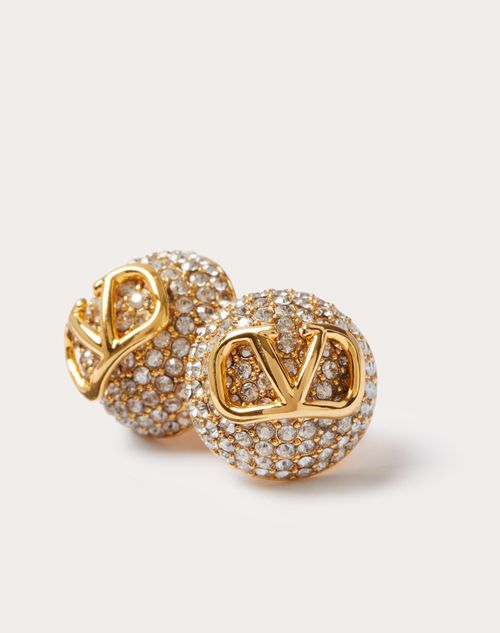Valentino Garavani - Vロゴ シグネチャー メタル X スワロフスキー® クリスタル ピアス - ゴールド - ウィメンズ - ジュエリー