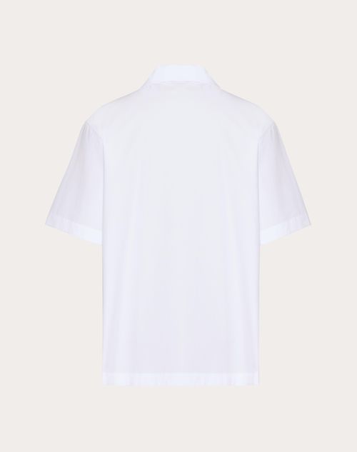 Valentino - Bowling Shirt In Cotton Poplin With Pomegranate Embroidery - White - Man - Ready To Wear