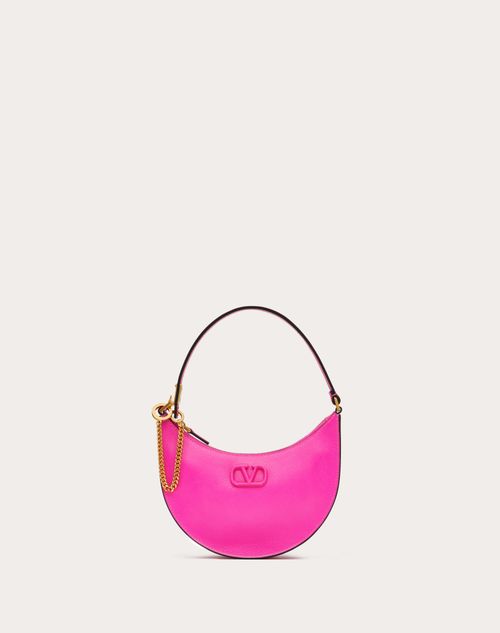 Valentino Garavani - Mini Vlogo Signature Grainy Calfskin Hobo Bag - Pink Pp - Woman - Shoulder Bags