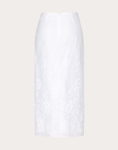 Valentino - Camellia Organdis Midi Skirt - Ivory - Woman - Ready To Wear