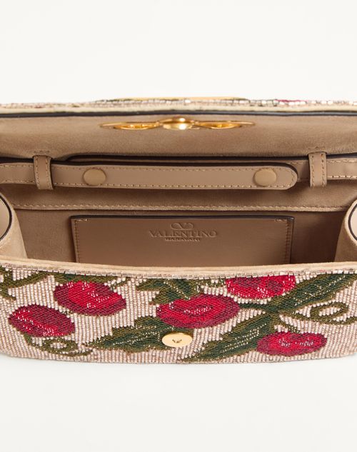 Valentino Garavani - VALENTINO GARAVANI VAIN EMBROIDERED SHOULDER CLUTCH WITH CHERRYFIC PATTERN - Beige/multicolour - Woman - Clutches