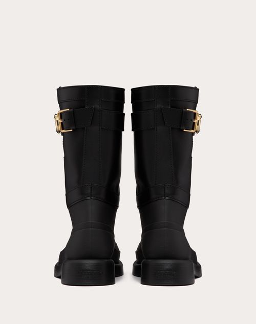 Valentino Garavani - Vlogo The Bold Edition Boot In Rubber And Calfskin 35mm - Black - Woman - Boots