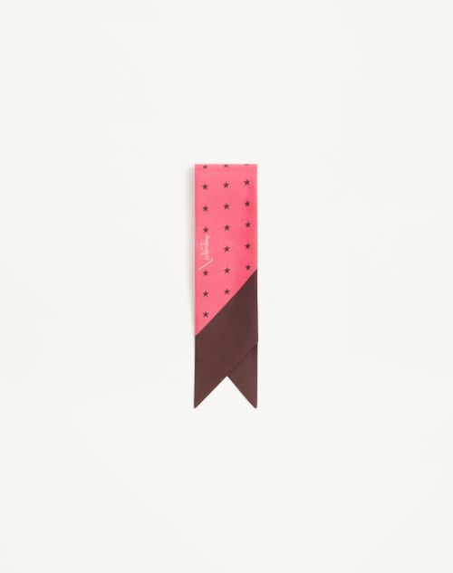 Valentino Garavani - Stelline E Firma Starry Silk Bandeau Scarf - Coral/chocolate - Woman - Soft Accessories