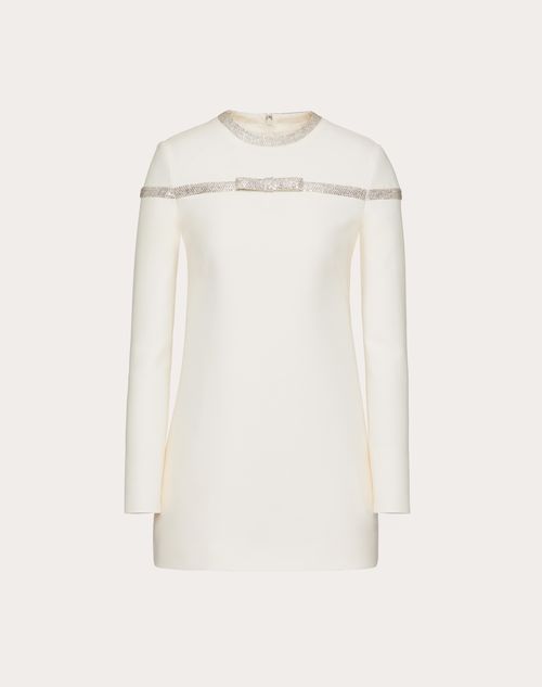 Valentino - Embroidered Crepe Couture Short Dress - Ivory/silver - Woman - Woman Ready To Wear Sale