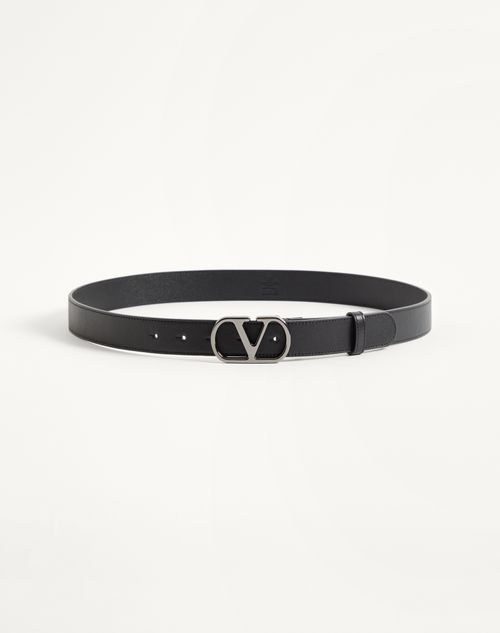 Valentino Garavani - Vlogo Signature Belt In Shiny Calfskin 30 Mm - Black - Man - Belts