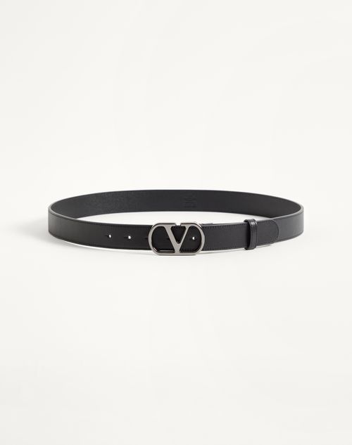 Valentino Garavani - Vlogo Signature Belt In Shiny Calfskin 30 Mm - Black - Man - Belts - M Accessories