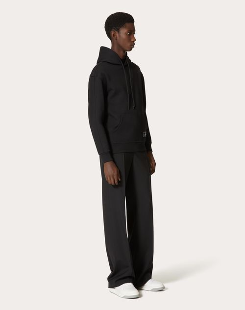 Valentino - Technical Cotton Sweatshirt With Hood And Maison Valentino Tailoring Label - Black - Man - T-shirts And Sweatshirts