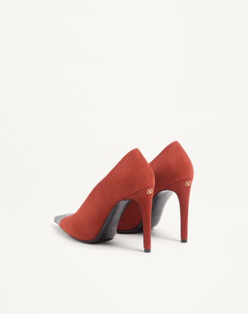 Valentino Garavani - Décolleté Révélé In Camoscio 105mm - Ruggine/nero - Donna - Décolleté E Slingbacks