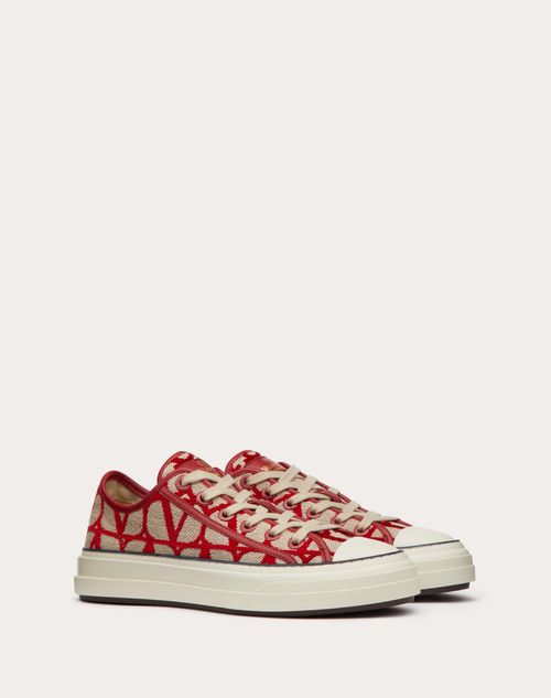 Valentino Garavani - Toile Iconographe Totaloop Low-top Sneaker - Beige/red - Woman - Sneakers