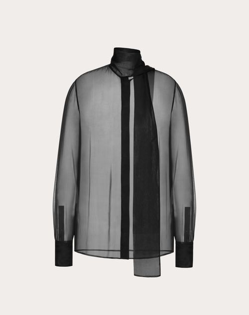 Valentino - Chiffon Blouse - Black - Woman - Shirts & Tops