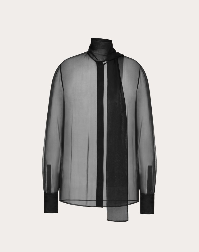 Valentino Handbags Camicia In Chiffon per Donna in Nero | Valentino IT