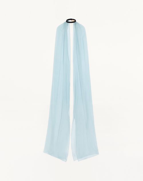 Valentino - Cape Longue En Mousseline - Bleu D'azur - Femme - Vestes Et Manteaux