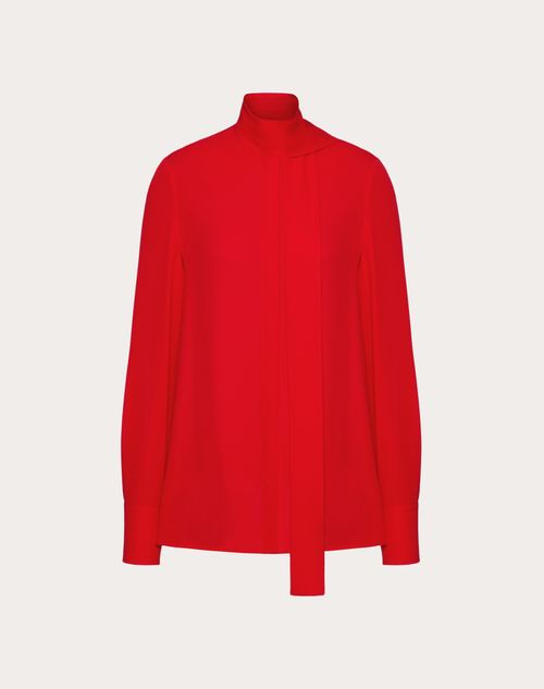 Valentino - Georgette Blouse - Red - Woman - Shirts & Tops