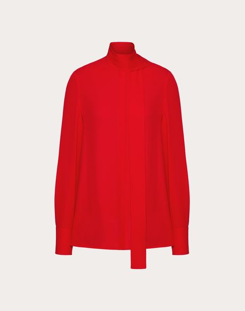 Valentino - Georgette Blouse - Red - Woman - Shirts And Tops