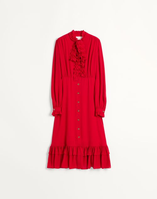 Valentino - Vestido Midi De Georgette - Rojo - Mujer - Vestidos