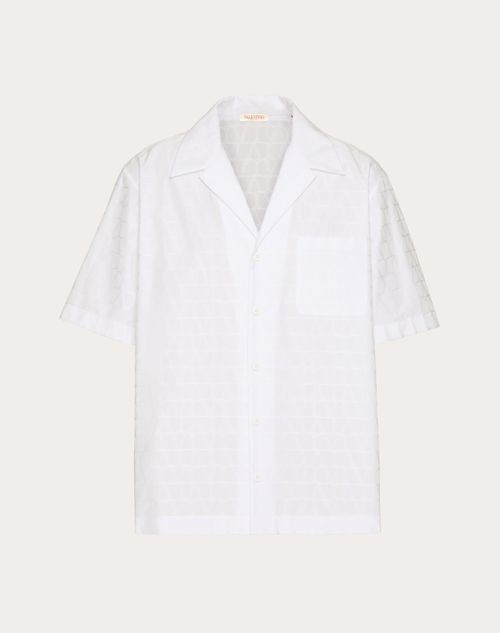 Valentino - Chemise Bowling En Popeline De Coton À Motif Toile Iconographe - Blanc - Homme - Chemisiers