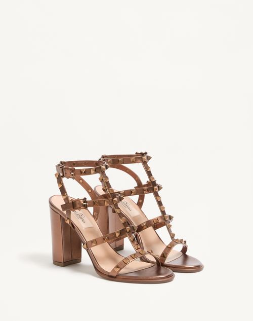 Rockstud Metallic Calfskin Leather Ankle Strap Sandal 90 Mm Rockstud Metallic Calfskin Leather Ankle Strap Sandal 90 Mm
