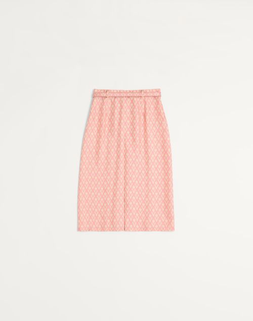 Valentino - Gonna Pieghe In Twill Toute La V - Blush Rose/crema - Donna - Gonne